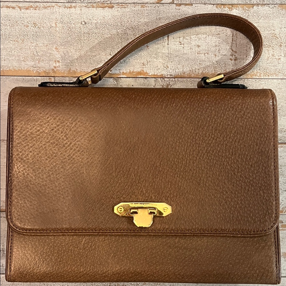 Valentino Garavani Brown Leather Bag with Gold Turn-Lock - Vintage